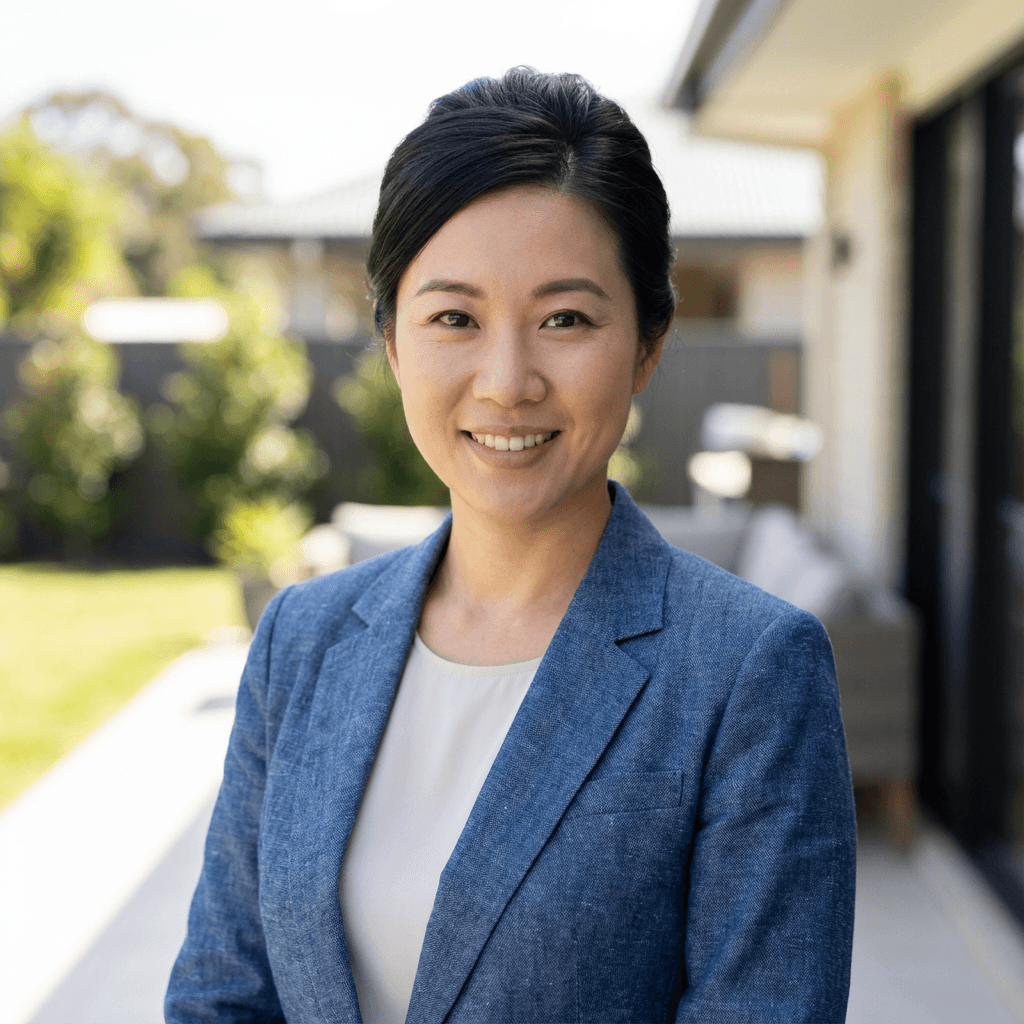 Melissa Tran, a professional property manager in her mid 40s, East Asian, confident demeanor
